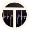 Das Logo für die Webseite zum Orthostatischer Tremor. Es ist ein Kreis in Beige und in der Mitte sind Frequenzlinien zu sehen.